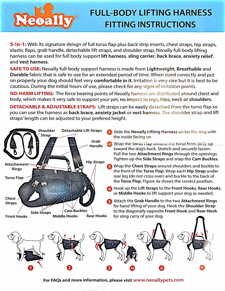 NeoAlly 5-in-1 Sturdy Dog Lift Harness Full Body Support
